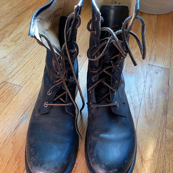 Frye Black Leather Combat Boots - Picture 2 of 6